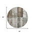 8' Taupe And Gray Geometric Washable Round Rug With UV Protection