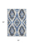5' X 8' Blue Charcoal And Ivory Southwestern Washable Area Rug With UV Protection