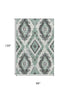 8' X 10' Pale Aqua Charcoal And Ivory Southwestern Washable Area Rug With UV Protection