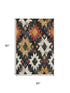 5' X 8' Black Gold And Rust Southwestern Washable Area Rug With UV Protection
