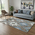 5' X 8' Brown Blue And Ivory Southwestern Washable Area Rug With UV Protection