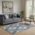 5' X 8' Blue Brown And Ivory Southwestern Washable Area Rug With UV Protection