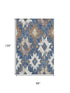 8' X 10' Blue Brown And Ivory Southwestern Washable Area Rug With UV Protection