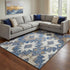 8' X 10' Blue Brown And Ivory Southwestern Washable Area Rug With UV Protection
