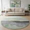 8' Mint Green Ivory And Gray Abstract Washable Round Rug With UV Protection