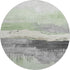 8' Mint Green Ivory And Gray Abstract Washable Round Rug With UV Protection
