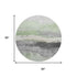 8' Mint Green Ivory And Gray Abstract Washable Round Rug With UV Protection