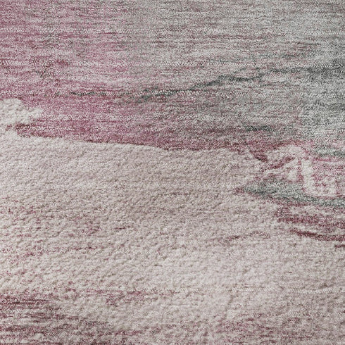 8' X 10' Pink Gray And Ivory Abstract Washable Area Rug With UV Protection