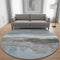 8' Sky Blue Gray And Ivory Abstract Washable Round Rug With UV Protection