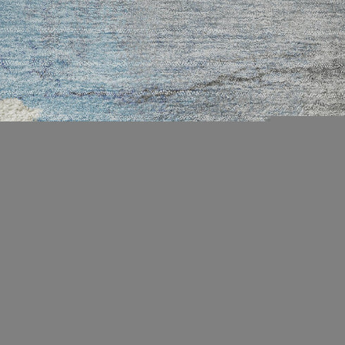 8' Sky Blue Gray And Ivory Abstract Washable Round Rug With UV Protection