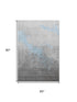 5' X 8' Blue And Gray Abstract Washable Area Rug With UV Protection