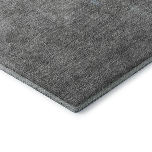 5' X 8' Blue And Gray Abstract Washable Area Rug With UV Protection