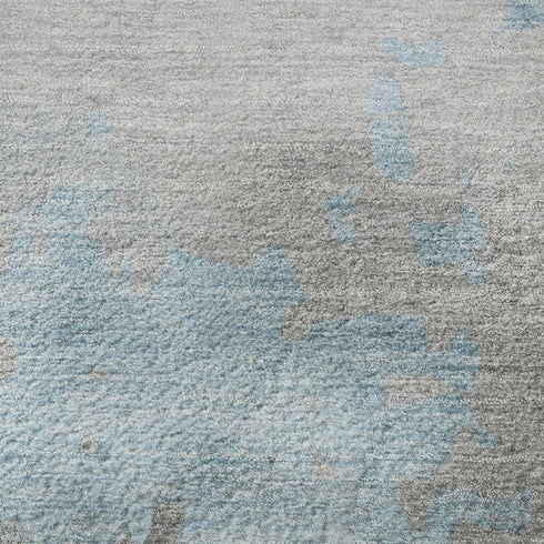 5' X 8' Blue And Gray Abstract Washable Area Rug With UV Protection