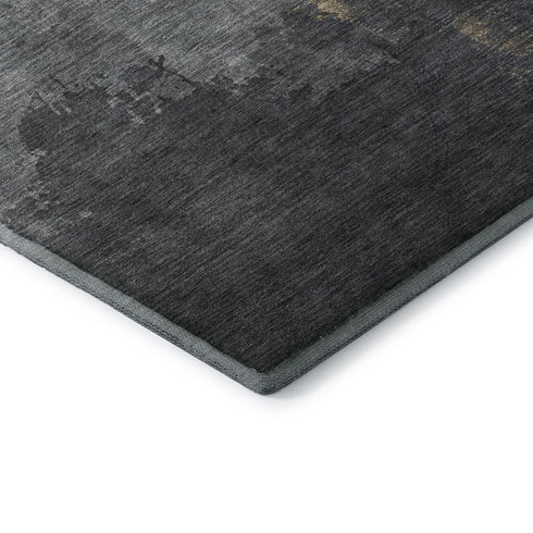 8' X 10' Gold And Gray Abstract Washable Area Rug With UV Protection