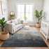 8' X 10' Gold And Gray Abstract Washable Area Rug With UV Protection