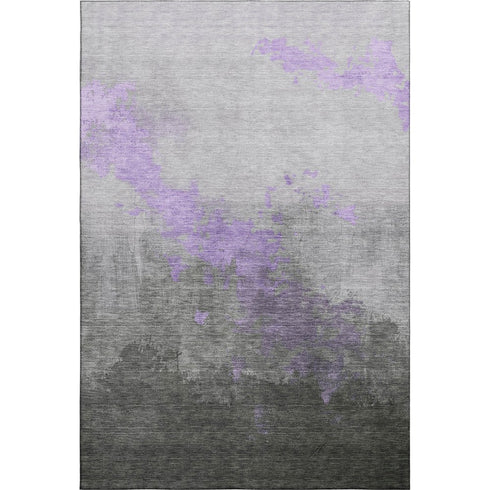 9' X 12' Lavender And Gray Abstract Washable Area Rug With UV Protection