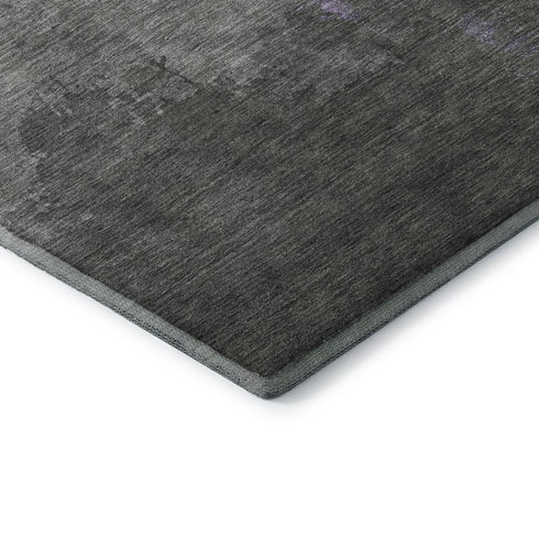 9' X 12' Lavender And Gray Abstract Washable Area Rug With UV Protection