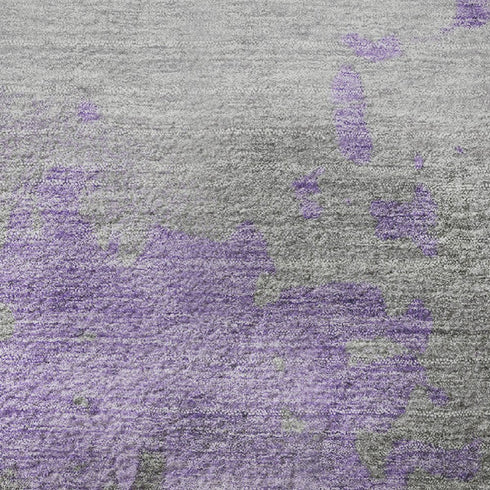 9' X 12' Lavender And Gray Abstract Washable Area Rug With UV Protection