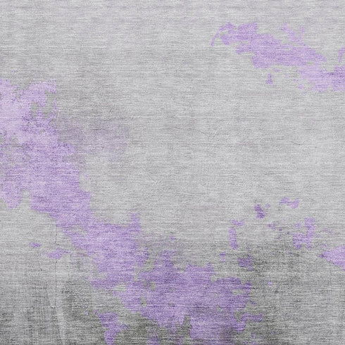 9' X 12' Lavender And Gray Abstract Washable Area Rug With UV Protection