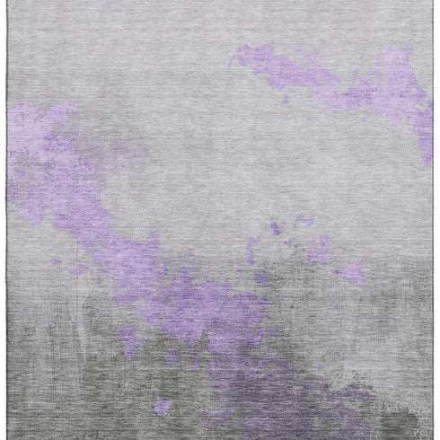 9' X 12' Lavender And Gray Abstract Washable Area Rug With UV Protection