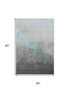 5' X 8' Teal And Gray Abstract Washable Area Rug With UV Protection
