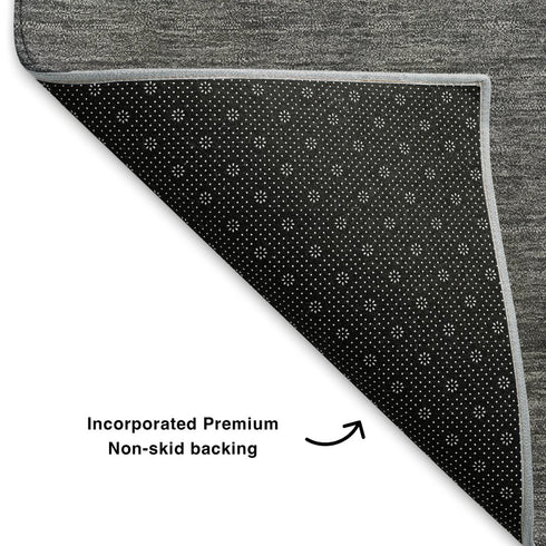 5' X 8' Teal And Gray Abstract Washable Area Rug With UV Protection