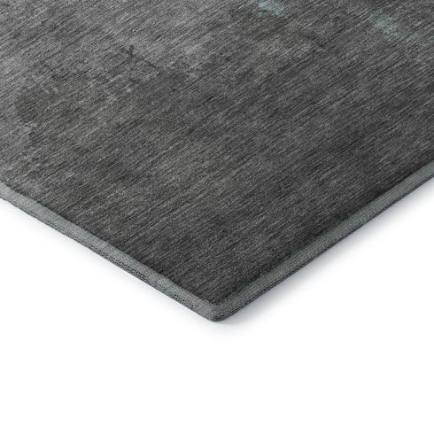 5' X 8' Teal And Gray Abstract Washable Area Rug With UV Protection