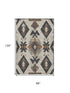 8' X 10' Beige And Charcoal Southwestern Washable Area Rug With UV Protection