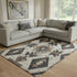 8' X 10' Beige And Charcoal Southwestern Washable Area Rug With UV Protection