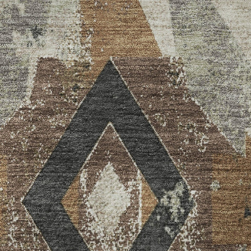 8' X 10' Beige And Charcoal Southwestern Washable Area Rug With UV Protection