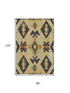 8' X 10' Gold And Charcoal Southwestern Washable Area Rug With UV Protection