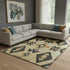 8' X 10' Gold And Charcoal Southwestern Washable Area Rug With UV Protection