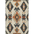 5' X 8' Ivory Orange And Charcoal Southwestern Washable Area Rug With UV Protection