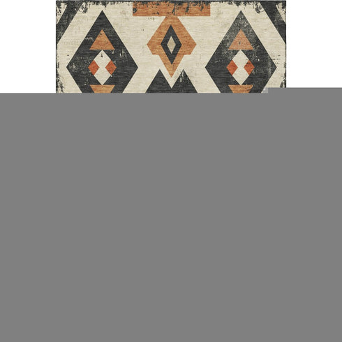 5' X 8' Ivory Orange And Charcoal Southwestern Washable Area Rug With UV Protection