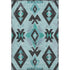 8' X 10' Teal And Charcoal Southwestern Washable Area Rug With UV Protection