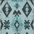 8' X 10' Teal And Charcoal Southwestern Washable Area Rug With UV Protection
