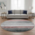 8' Blush And Gray Striped Washable Round Rug With UV Protection