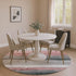 8' Blush And Gray Striped Washable Round Rug With UV Protection