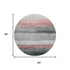 8' Blush And Gray Striped Washable Round Rug With UV Protection