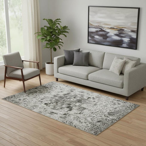 5' X 8' Gold And Gray Striped Washable Area Rug With UV Protection