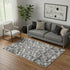5' X 8' Lavender And Gray Striped Washable Area Rug With UV Protection