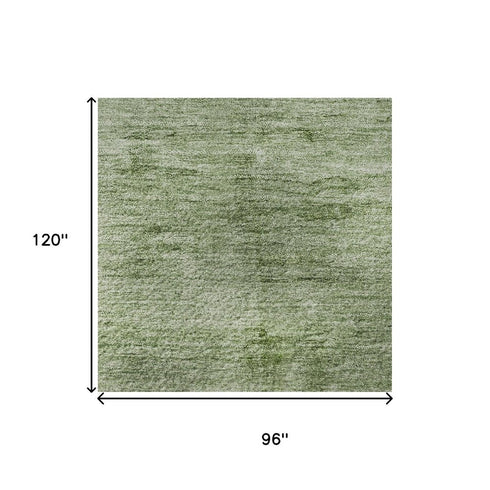 8' X 10' Artichoke Green And Beige Abstract Washable Area Rug With UV Protection