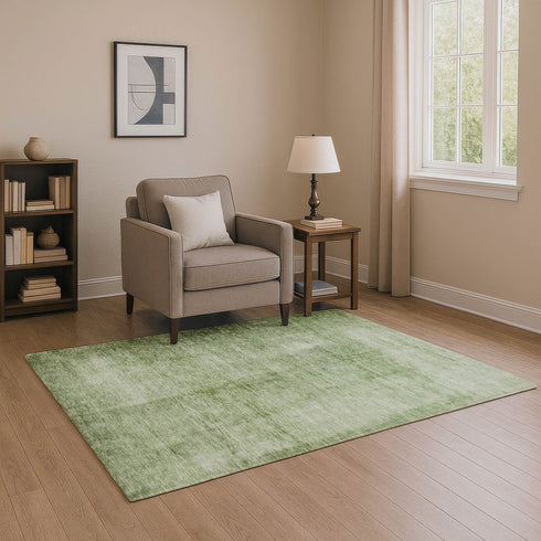 8' X 10' Artichoke Green And Beige Abstract Washable Area Rug With UV Protection