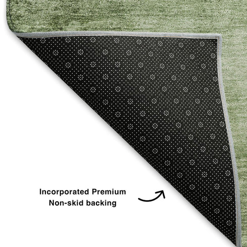 8' X 10' Artichoke Green And Beige Abstract Washable Area Rug With UV Protection