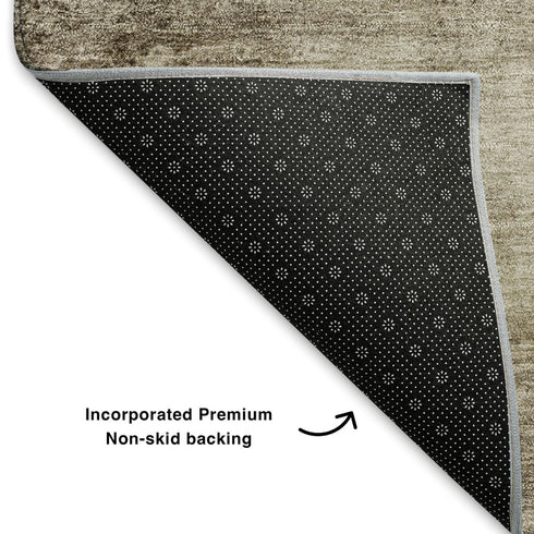 8' X 10' Beige And Brown Abstract Washable Area Rug With UV Protection
