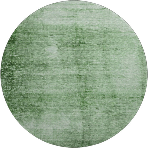 8' Green And Beige Abstract Washable Round Rug With UV Protection