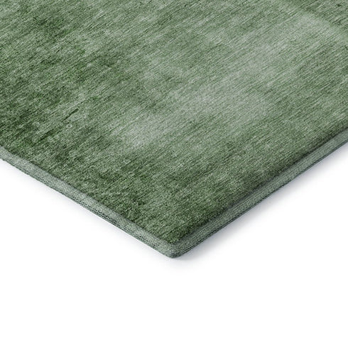 8' Green And Beige Abstract Washable Round Rug With UV Protection