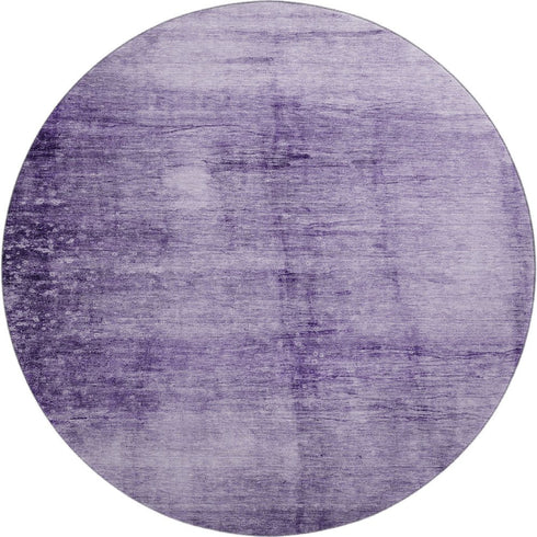 8' Purple And Lavender Abstract Washable Round Rug With UV Protection