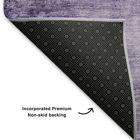 8' Purple And Lavender Abstract Washable Round Rug With UV Protection