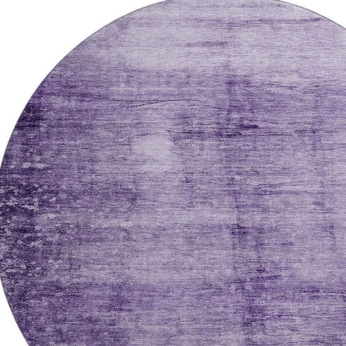 8' Purple And Lavender Abstract Washable Round Rug With UV Protection